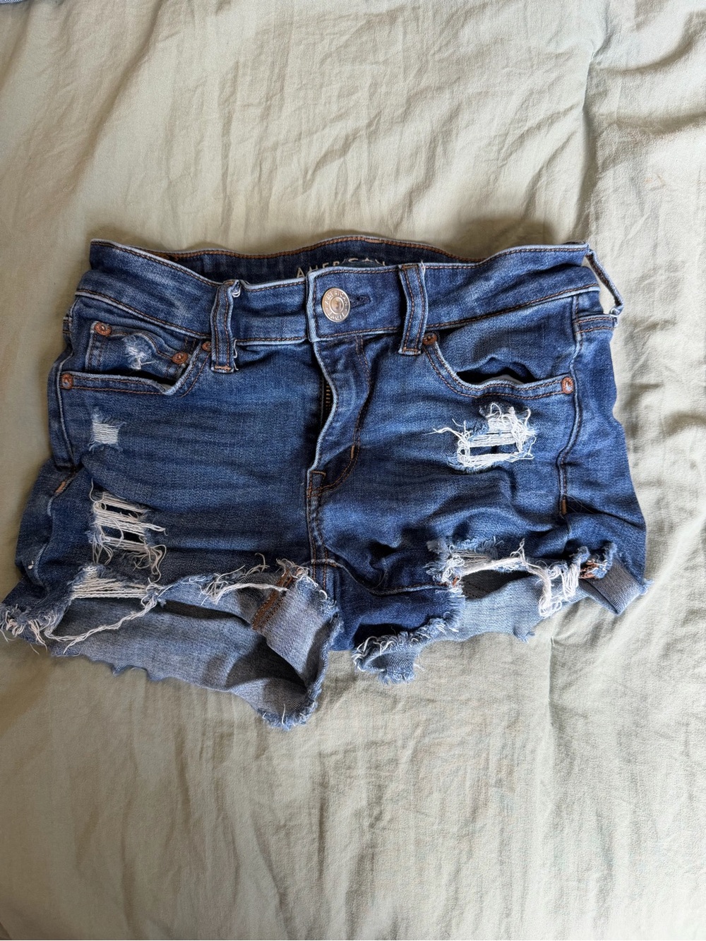 American Eagle Outfitters Blue Distressed Denim Cutoff Shorts